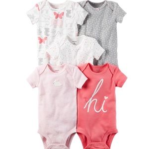 NEW Carter's Baby Girls' 5-Pack Bodysuits Pink 6 months